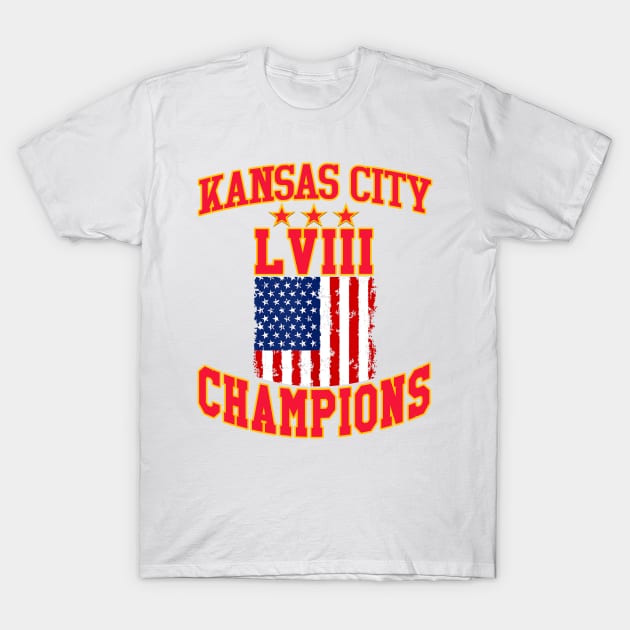 Super Bowl LVIII Champions - Kansas City Chiefs T-Shirt by Folke Fan Cv